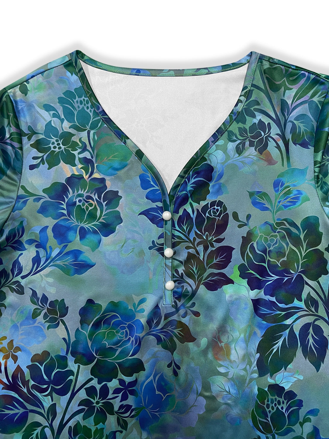 Printed V-Neck Long Sleeve Blouse - Charming Charlie