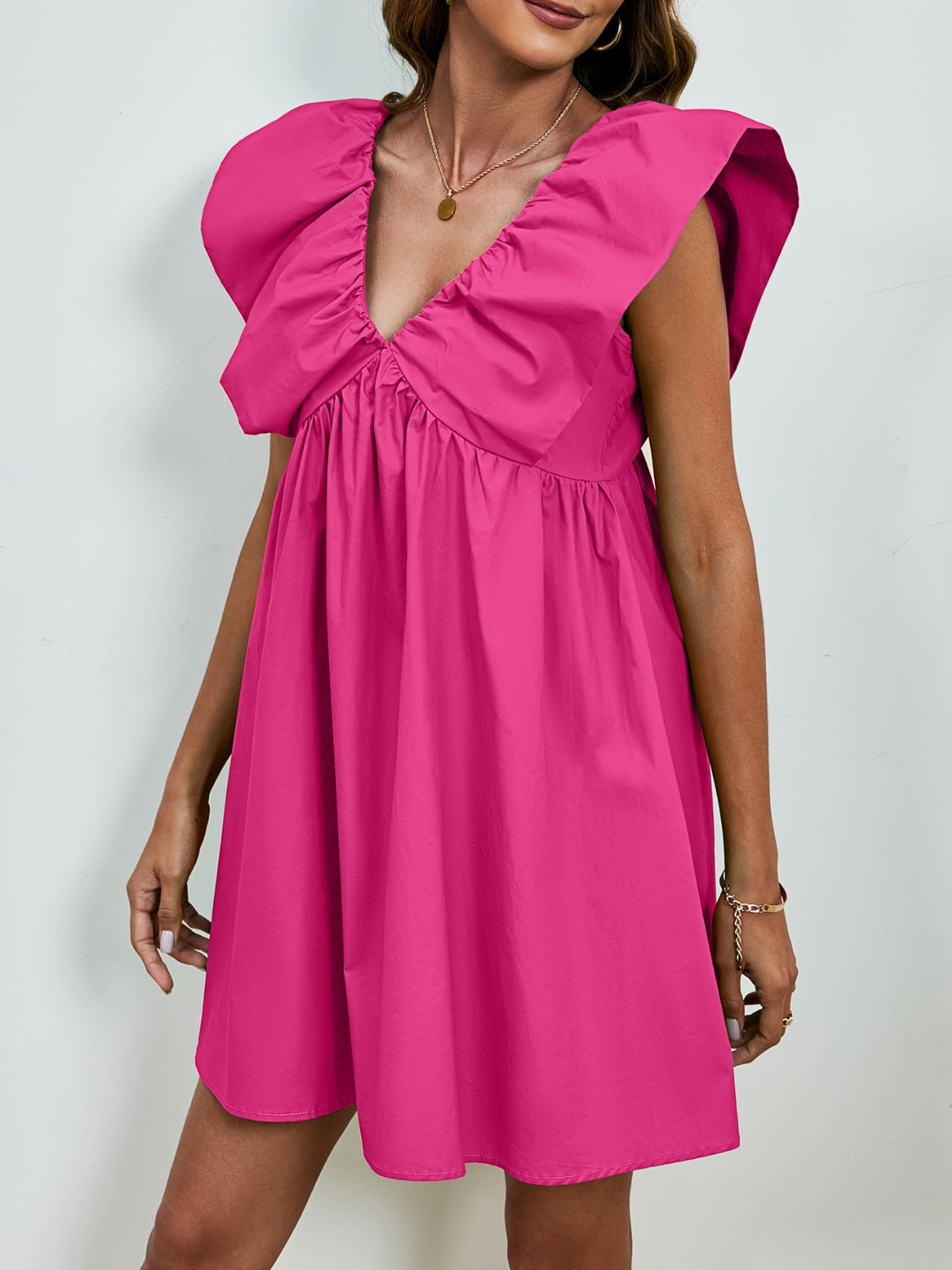 V-Neck Cap Sleeve Mini Dress - Charming Charlie