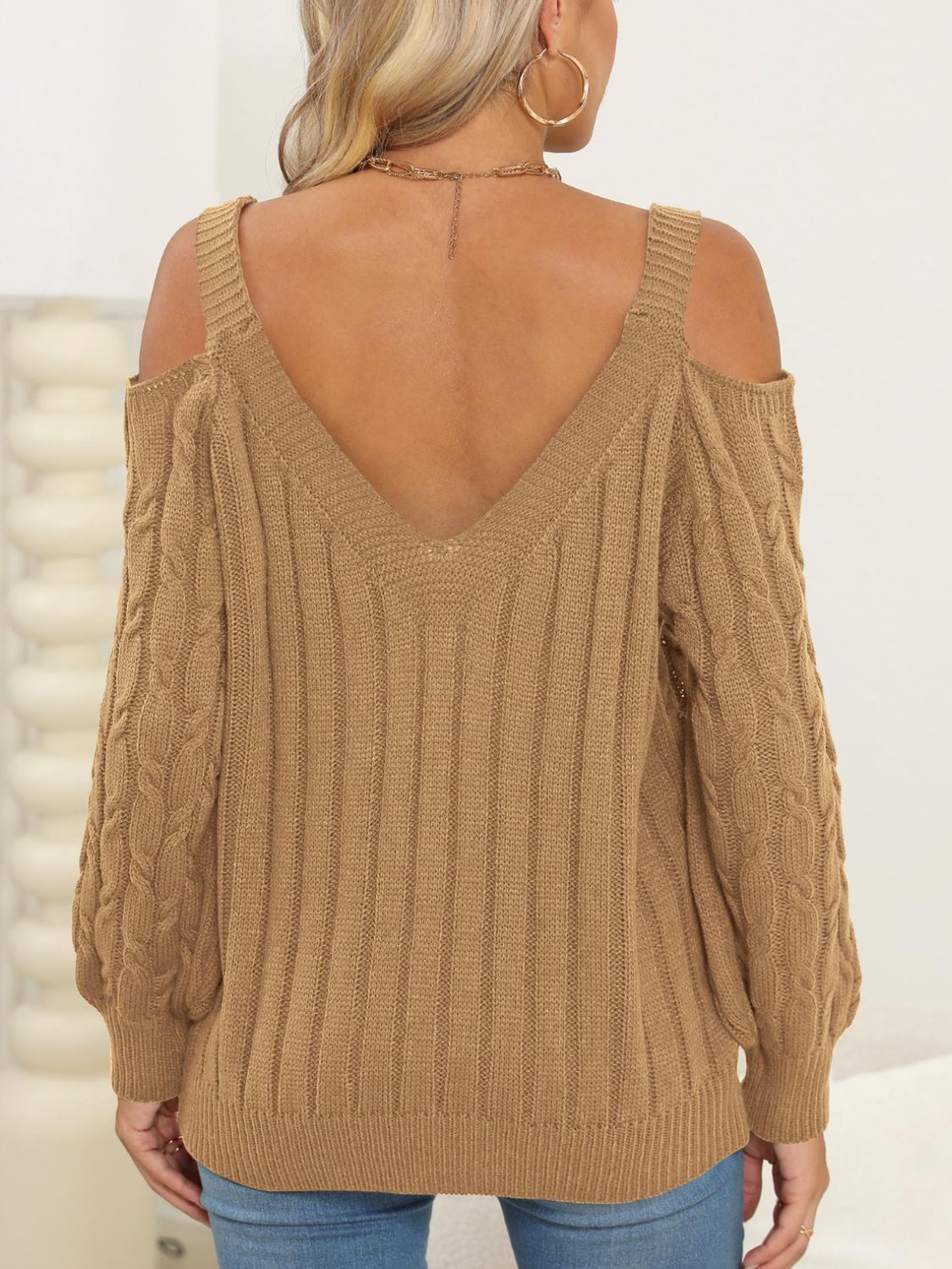 Cable-Knit Heart V-Neck Sweater - Charming Charlie