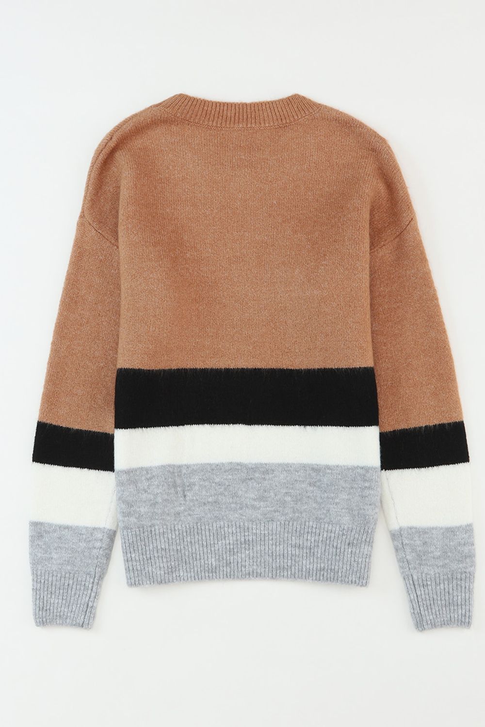 Color Block Round Neck Dropped Shoulder Sweater - Charming Charlie