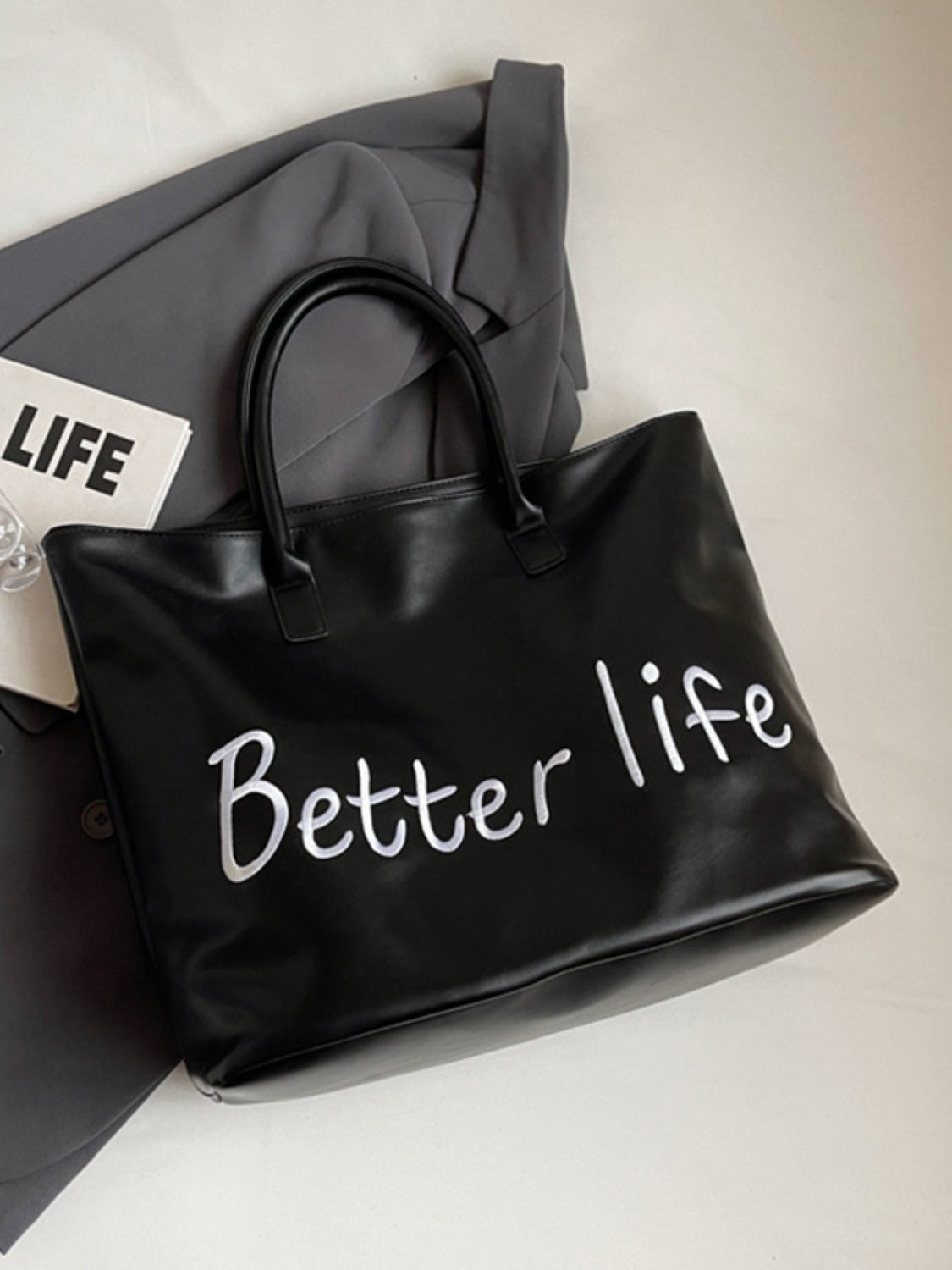 BETTER LIFE PU Leather Tote Bag - Charming Charlie