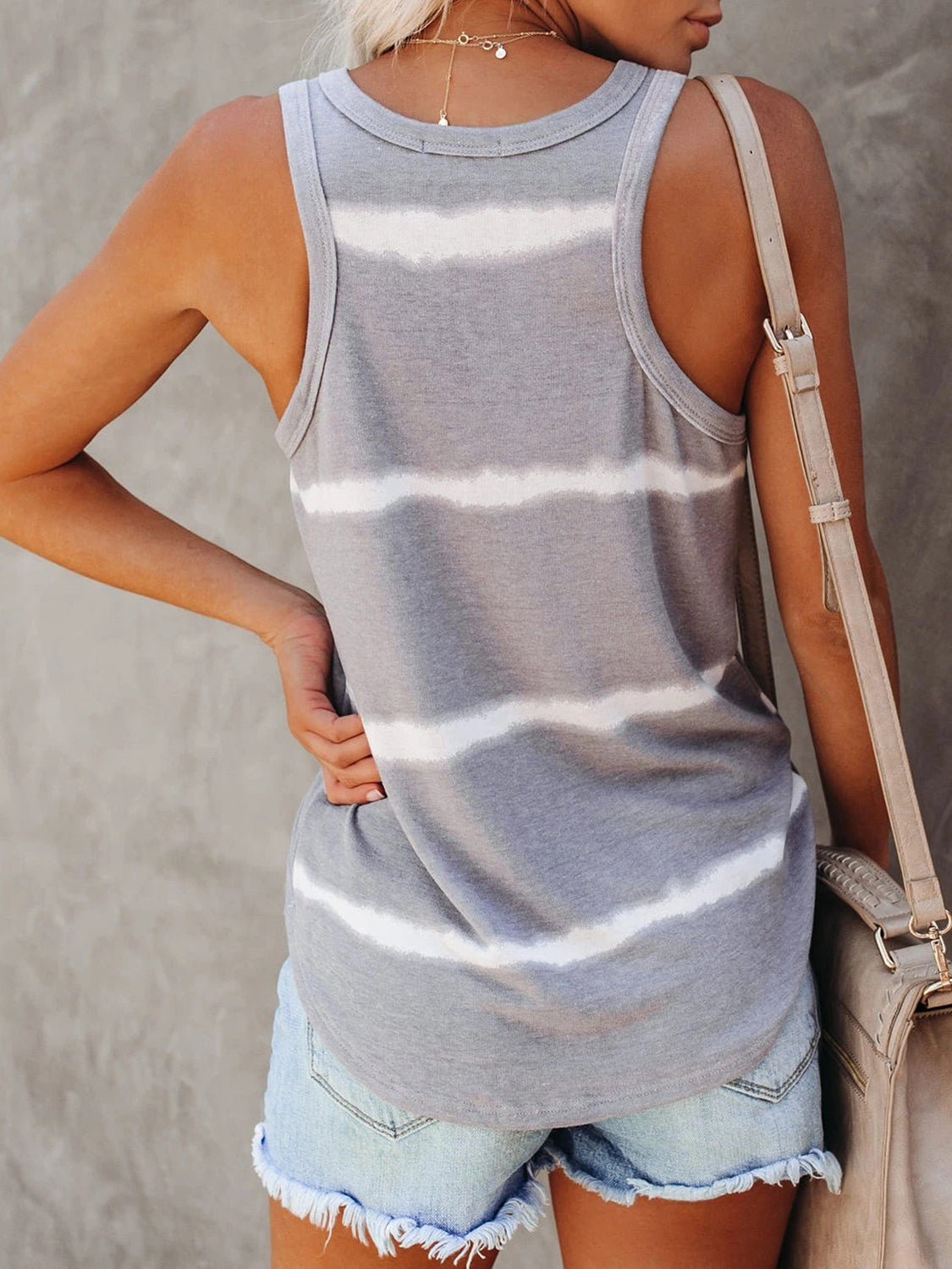 Full Size Tie-Dye Round Neck Tank - Charming Charlie