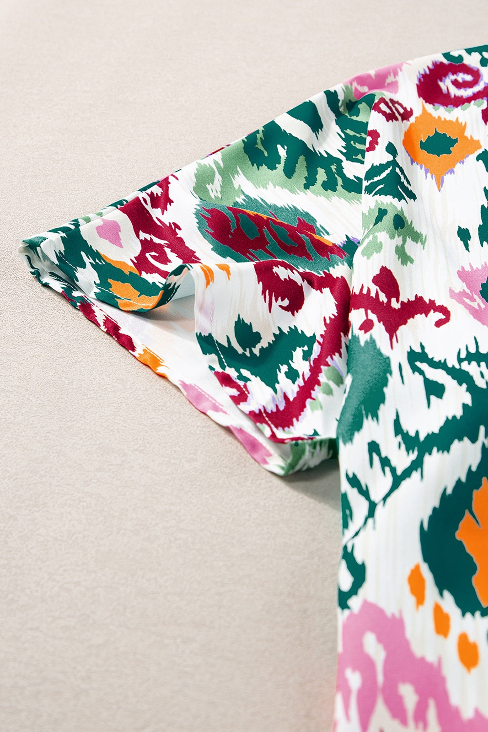 Printed Mock Neck Half Sleeve Blouse - Charming Charlie