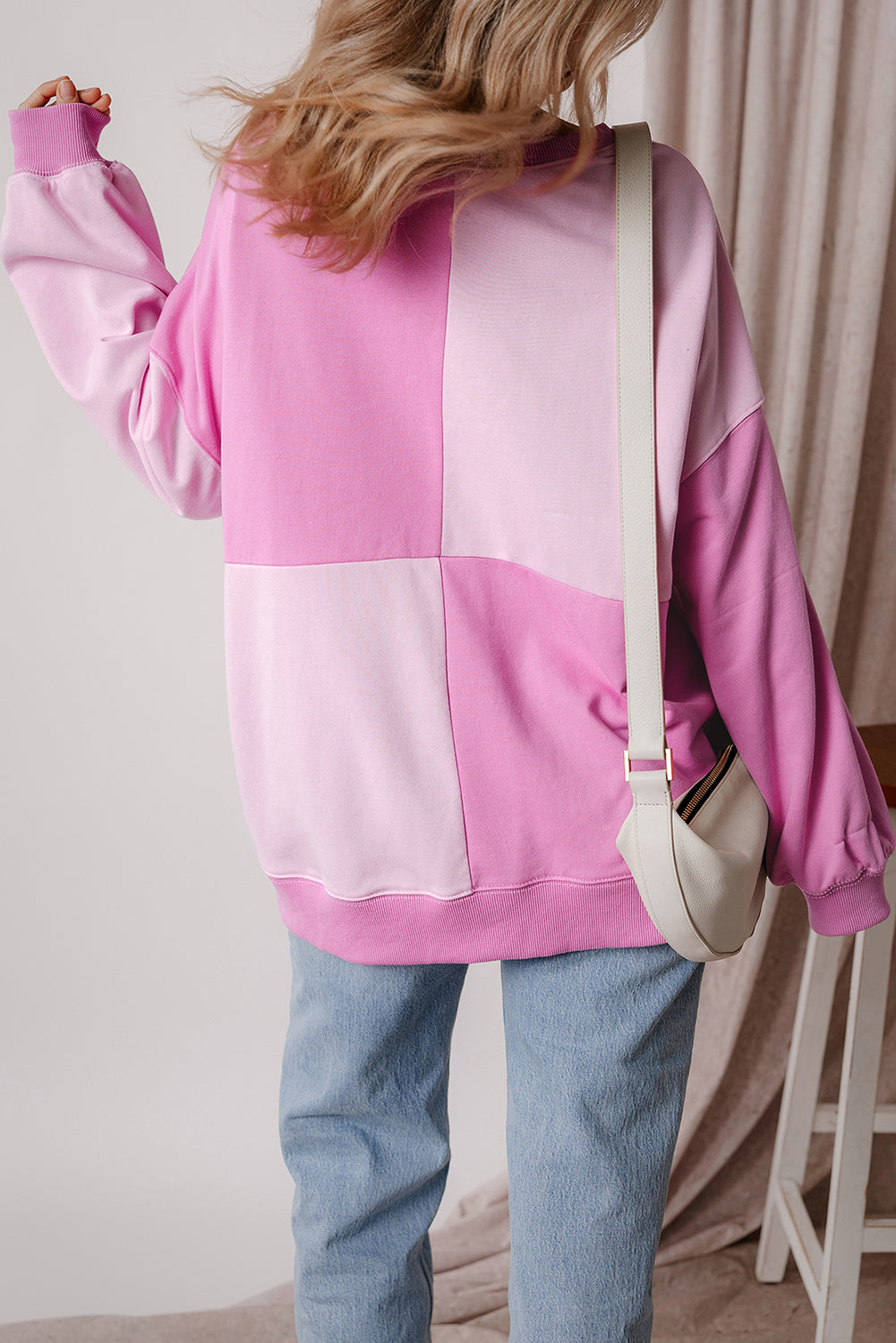 Color Block Half Button Long Sleeve Sweatshirt - Charming Charlie