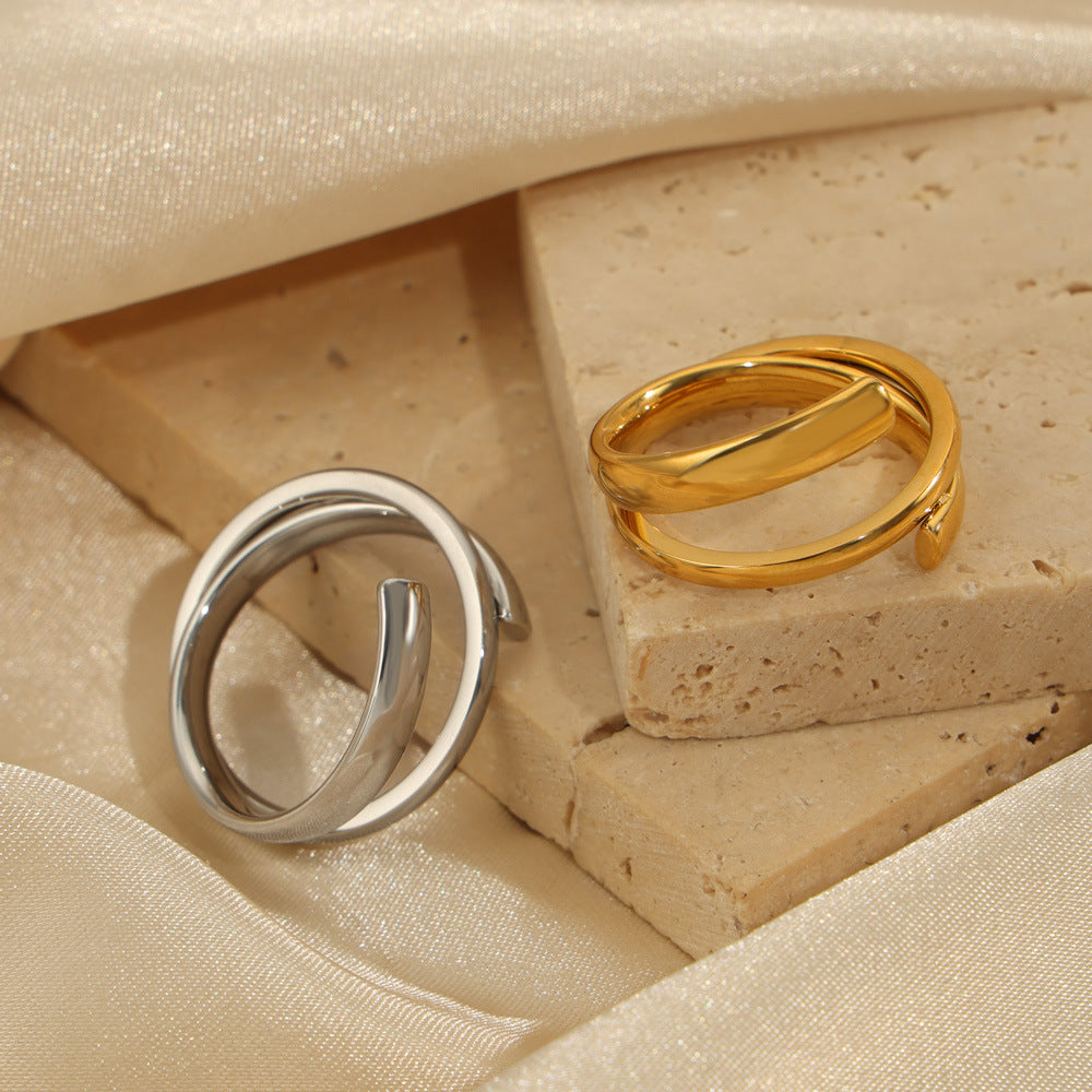 Titanium Steel Layered Wrap Ring - Charming Charlie