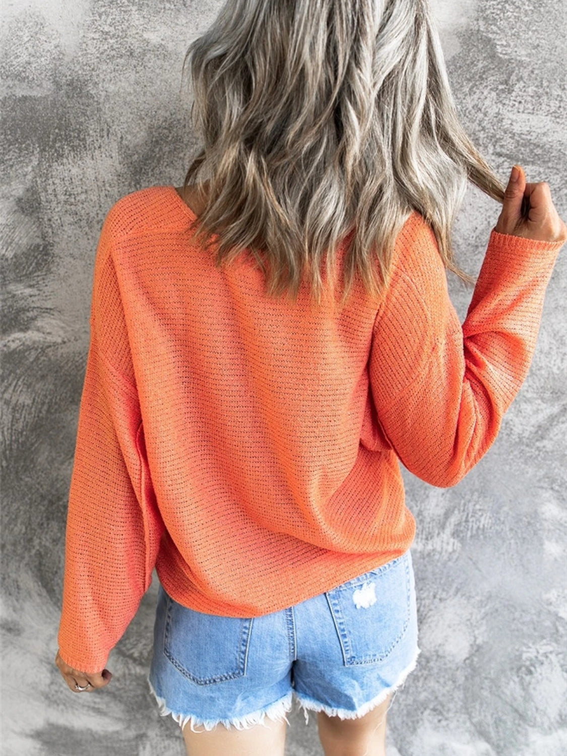 V-Neck Drop Shoulder Knit Top - Charming Charlie