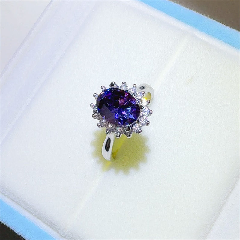 2 Carat 925 Sterling Silver Oval Moissanite Ring - Charming Charlie