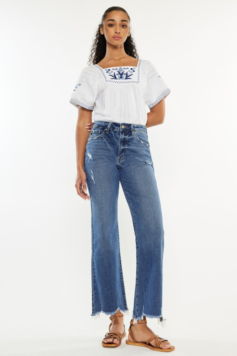 Kancan Full Size High Rise Slim Wide Leg Jeans - Charming Charlie