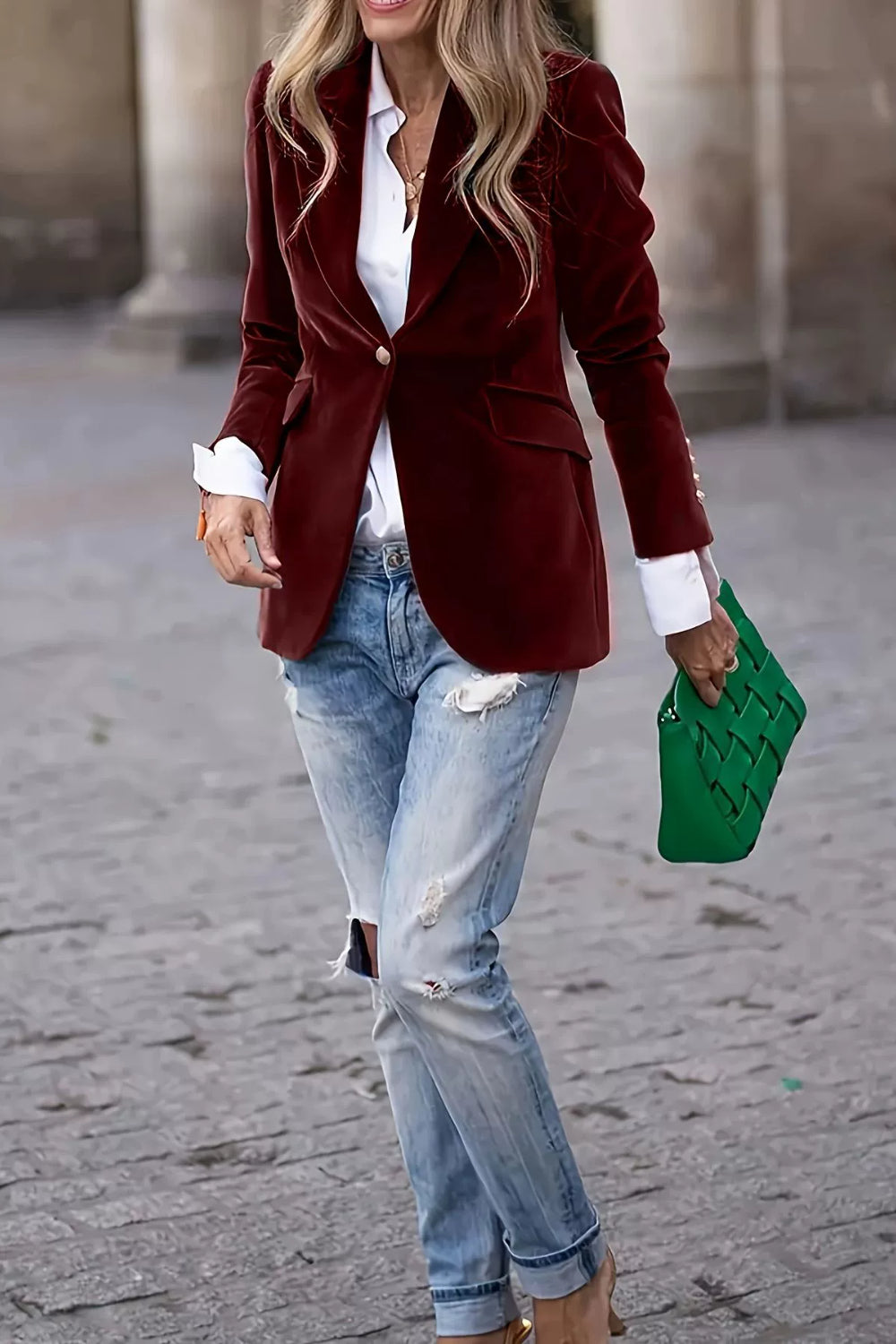 Lapel Collar One Button Blazer - Charming Charlie