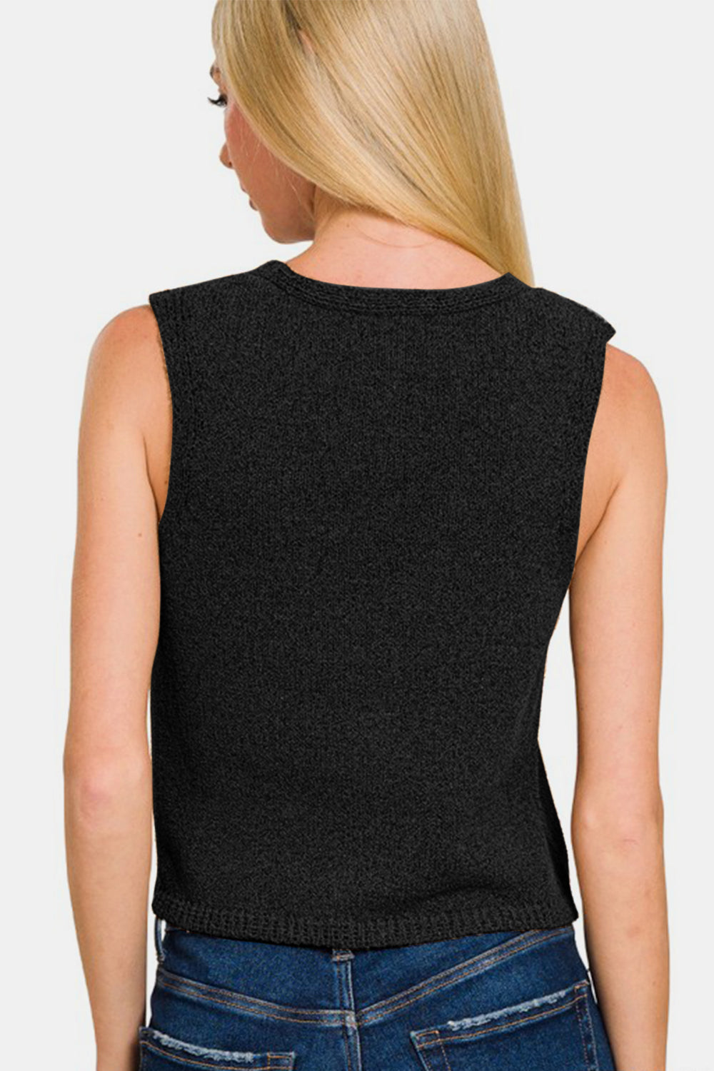 Zenana Hook and Eye Closure V-Neck Sweater Vest - Charming Charlie