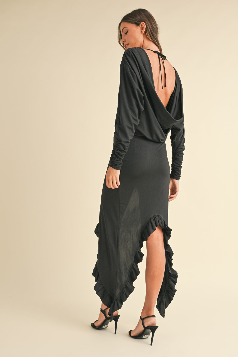 Mable Backless Asymmetric Ruffle Hem Dress - Charming Charlie