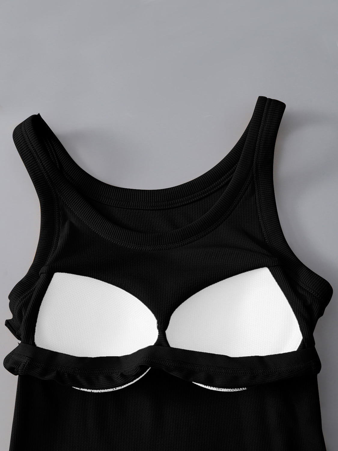Round Neck Tank with Bra - Charming Charlie