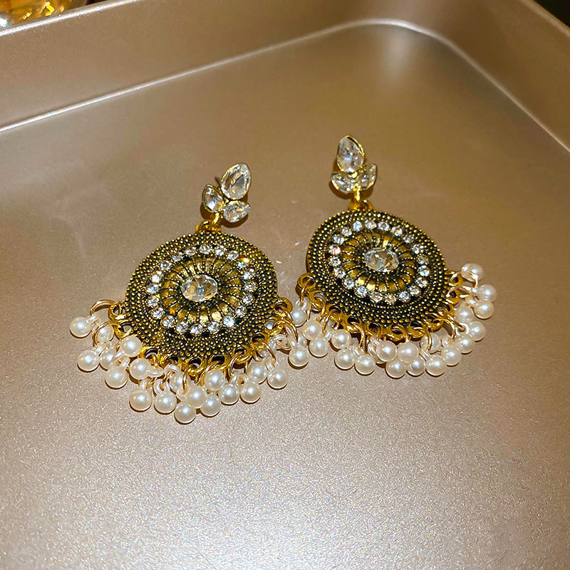 Rhinestone Alloy Bead Dangle Earrings - Charming Charlie
