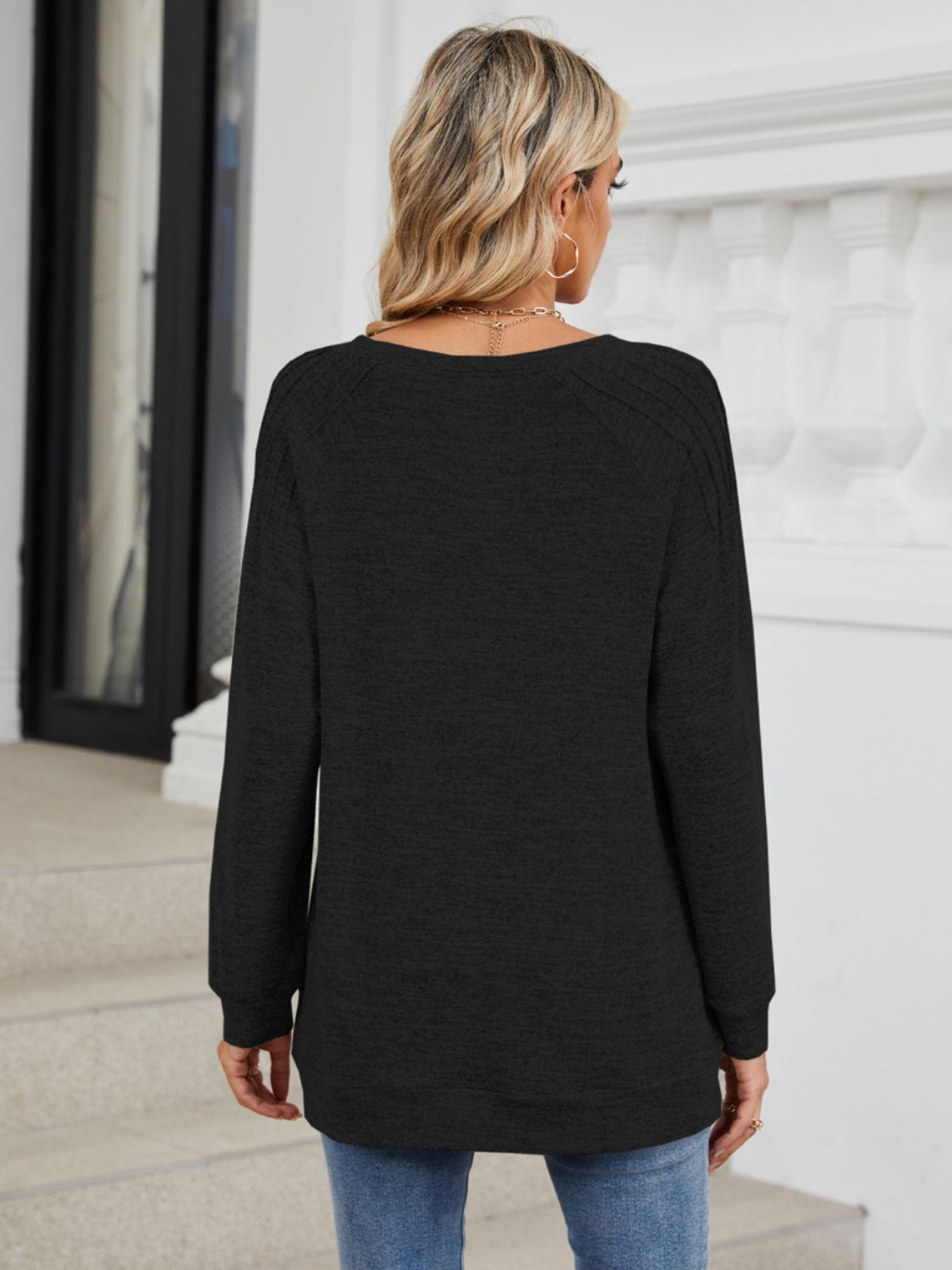Round Neck Long Sleeve T-Shirt - Charming Charlie