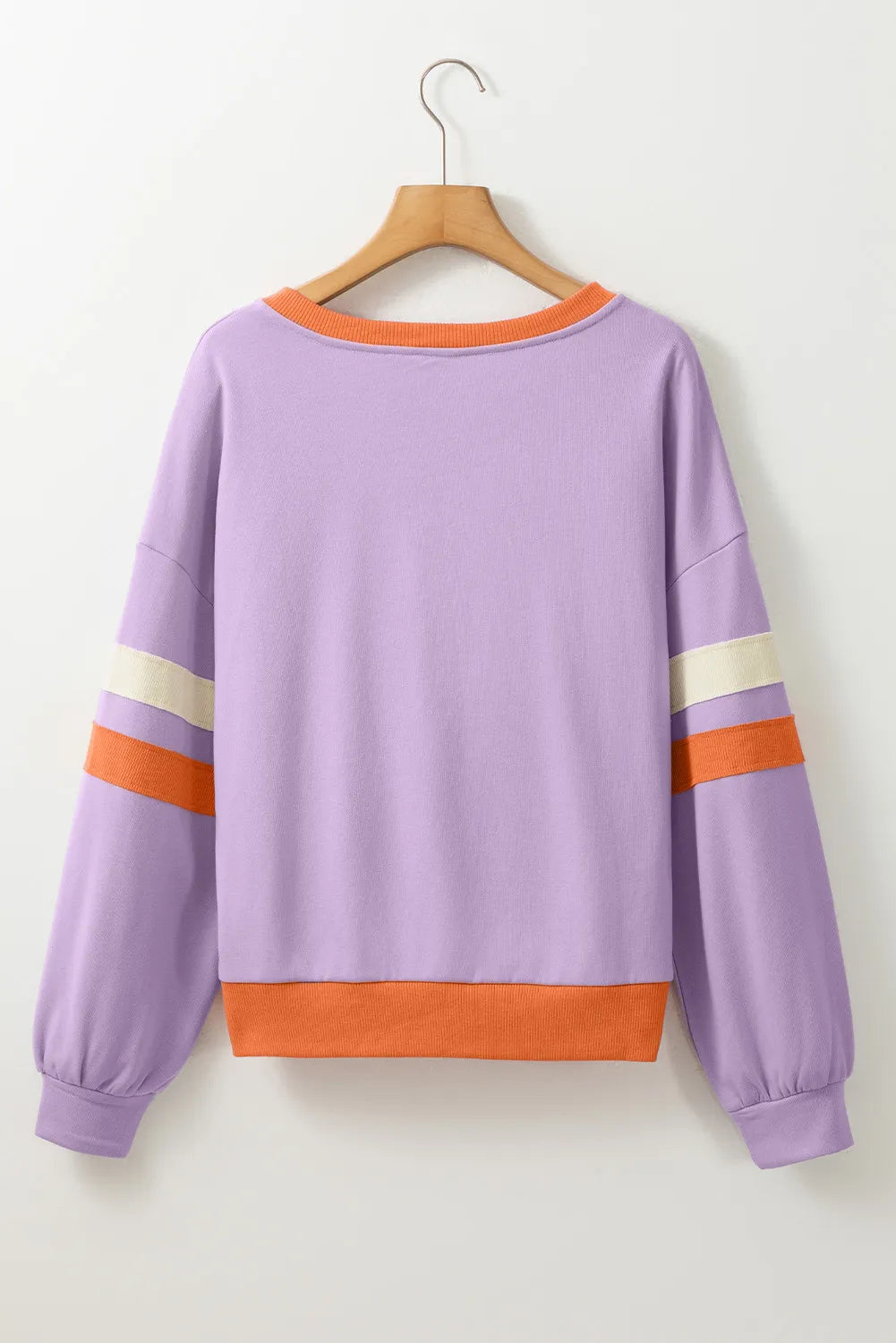 Contrast V-Neck Long Sleeve Sweatshirt - Charming Charlie
