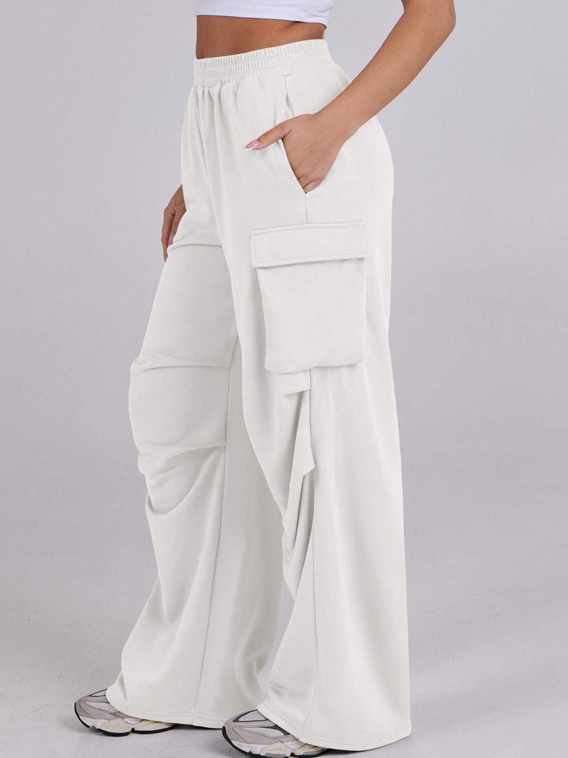 Elastic Waist Wide Leg Pants with Pockets - Charming Charlie