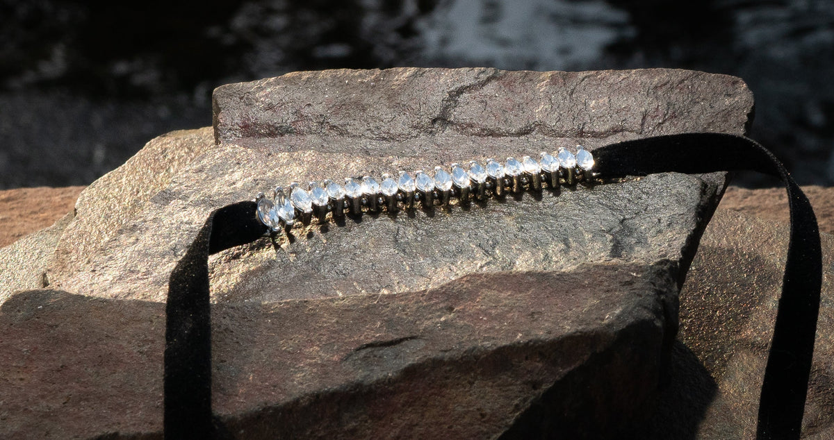 Rhinestone Faux Velvet Choker - Charming Charlie