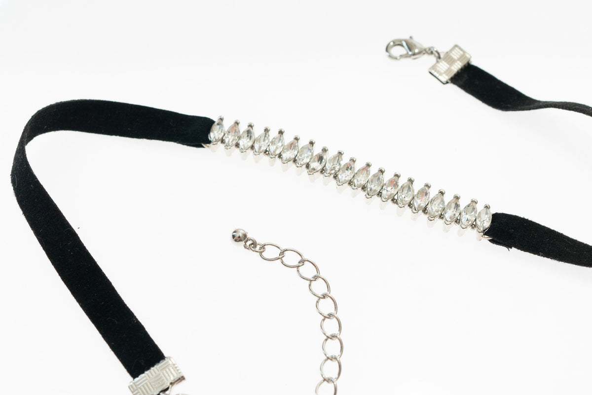 Rhinestone Faux Velvet Choker - Charming Charlie