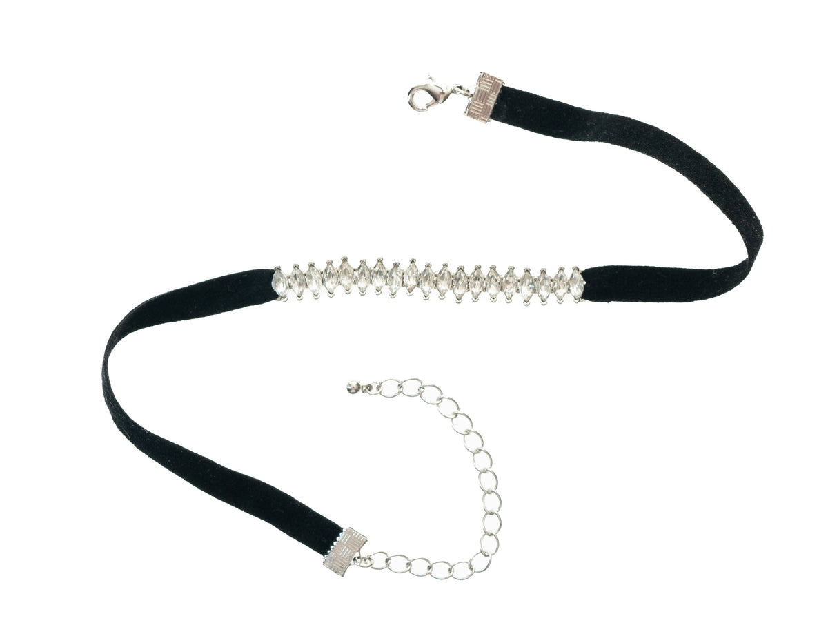 Rhinestone Faux Velvet Choker - Charming Charlie