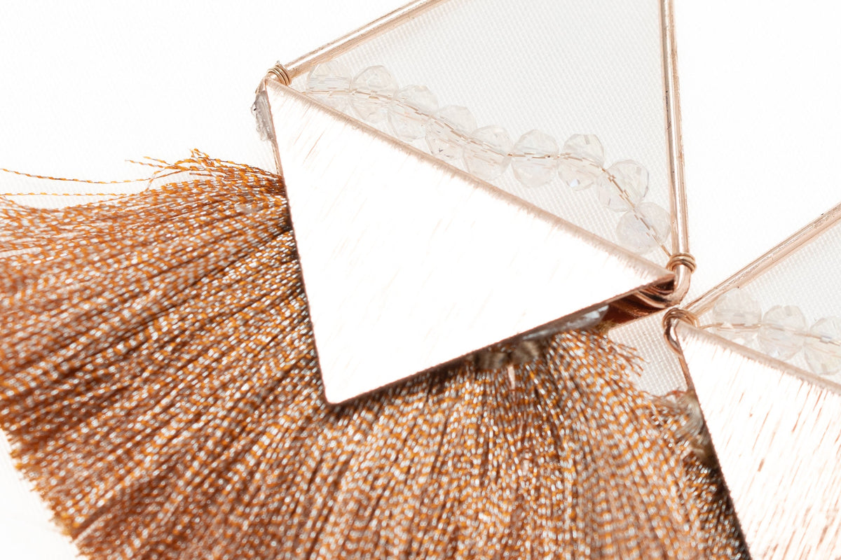 Metal Fringe Triangle Rose Gold Earring - Charming Charlie