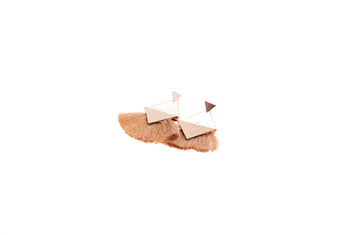 Metal Fringe Triangle Rose Gold Earring - Charming Charlie