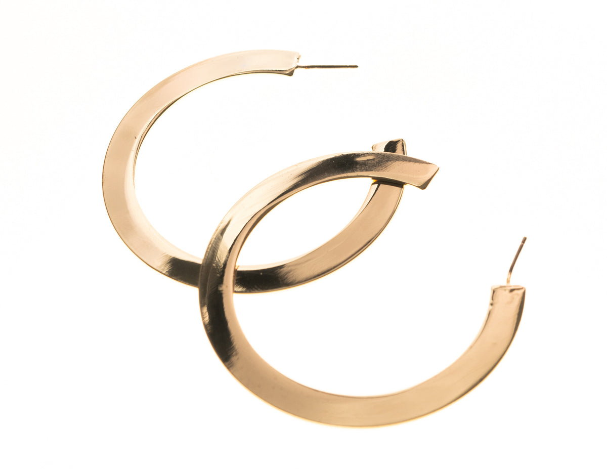 Gold Metal Flat Circle Hoop - Charming Charlie