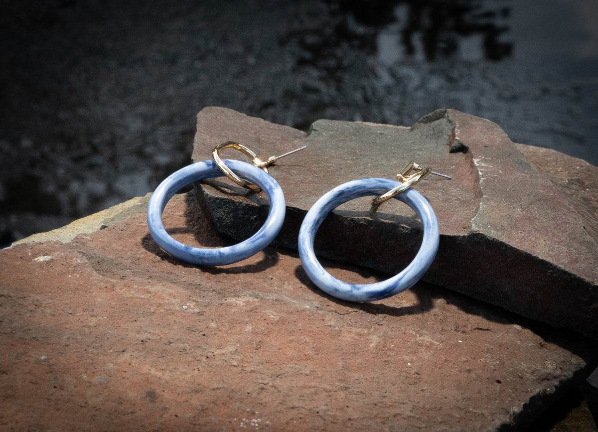 Double Circle Interlocking Hoop With Metal And Resin - Charming Charlie