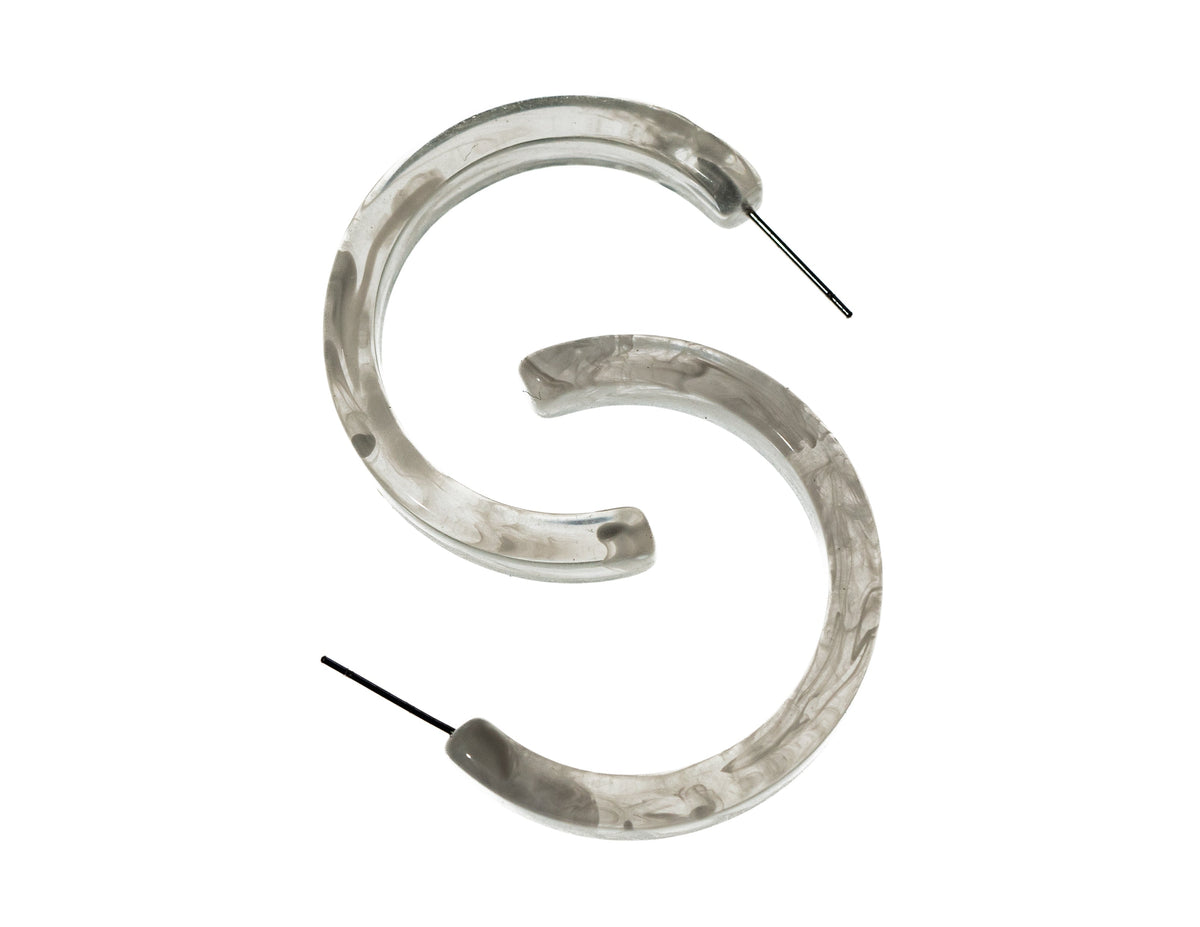 White Marble Lucite Hoop Earring - Charming Charlie