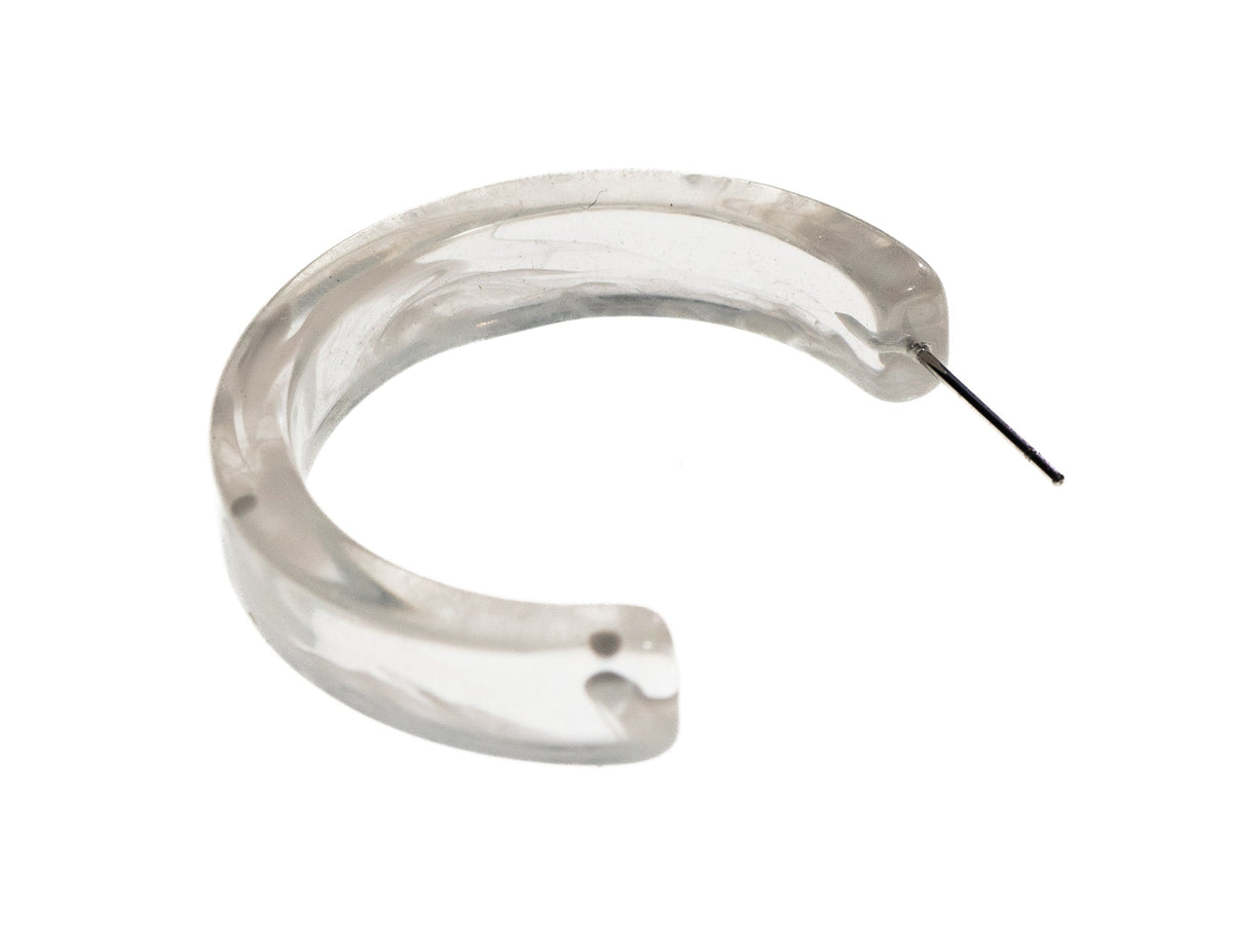 White Marble Lucite Hoop Earring - Charming Charlie