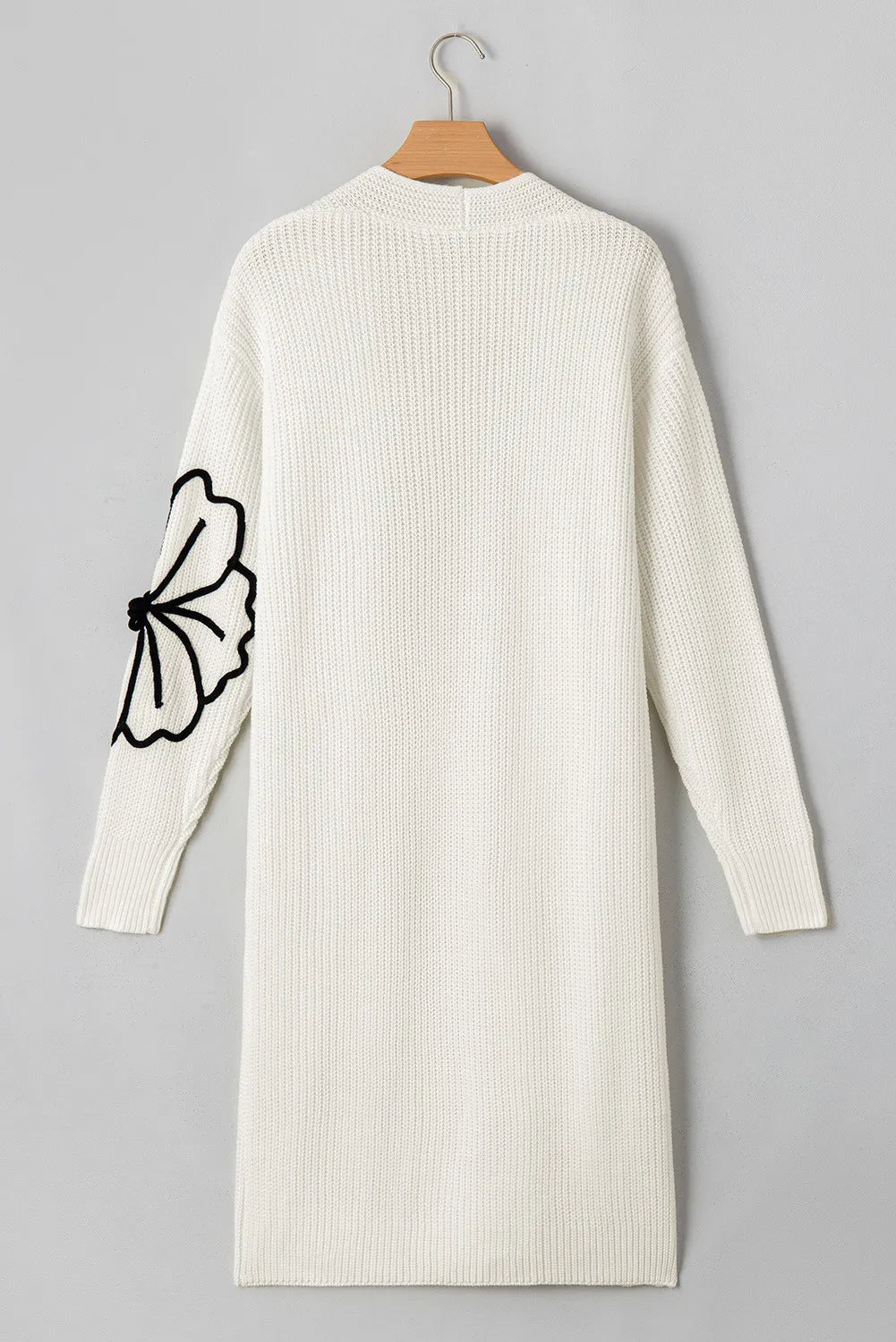 Full Size Flower Open Front Long Sleeve Cardigan - Charming Charlie