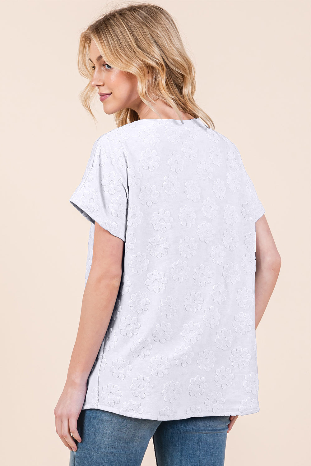 BOMBOM Floral Textured Short Sleeve T-Shirt - Charming Charlie