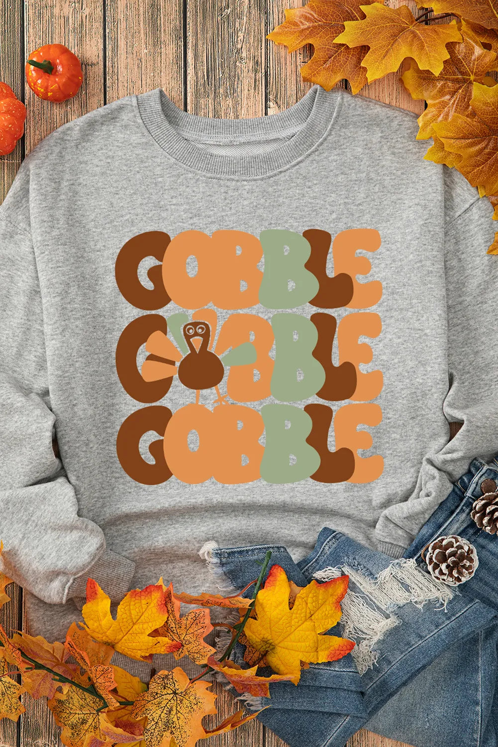 Letter Graphic Round Neck Long Sleeve Sweatshirt - Charming Charlie