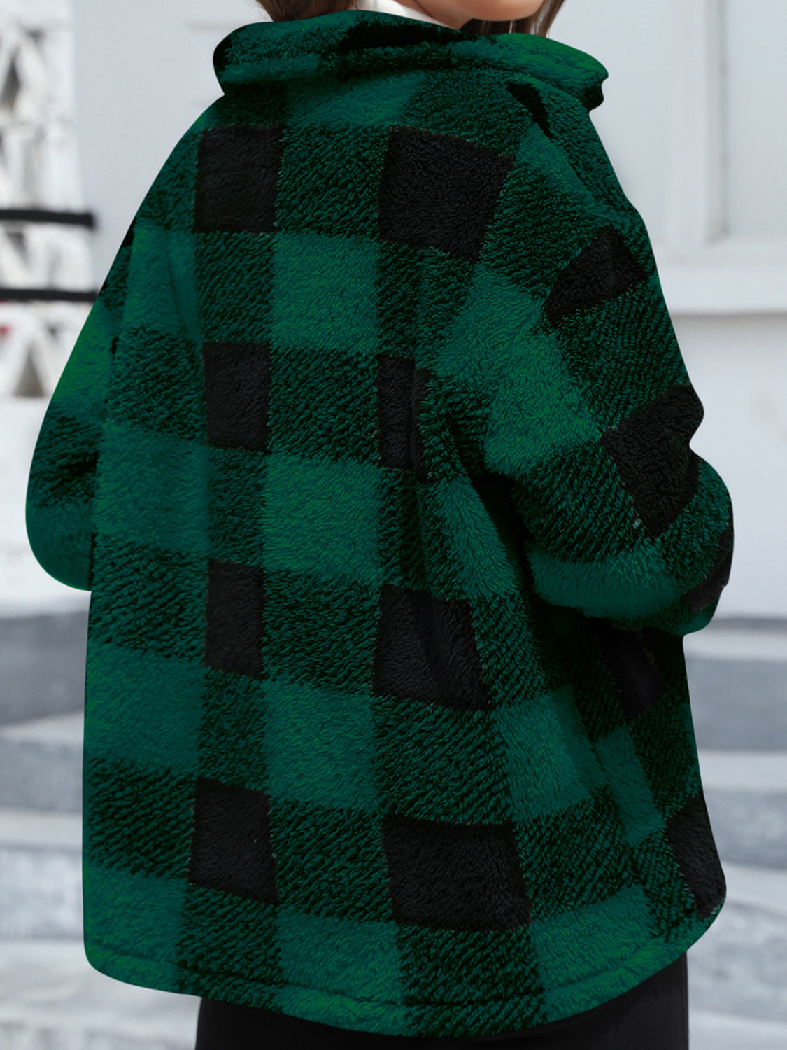 Button Up Drop Shoulder Fuzzy Jacket - Charming Charlie