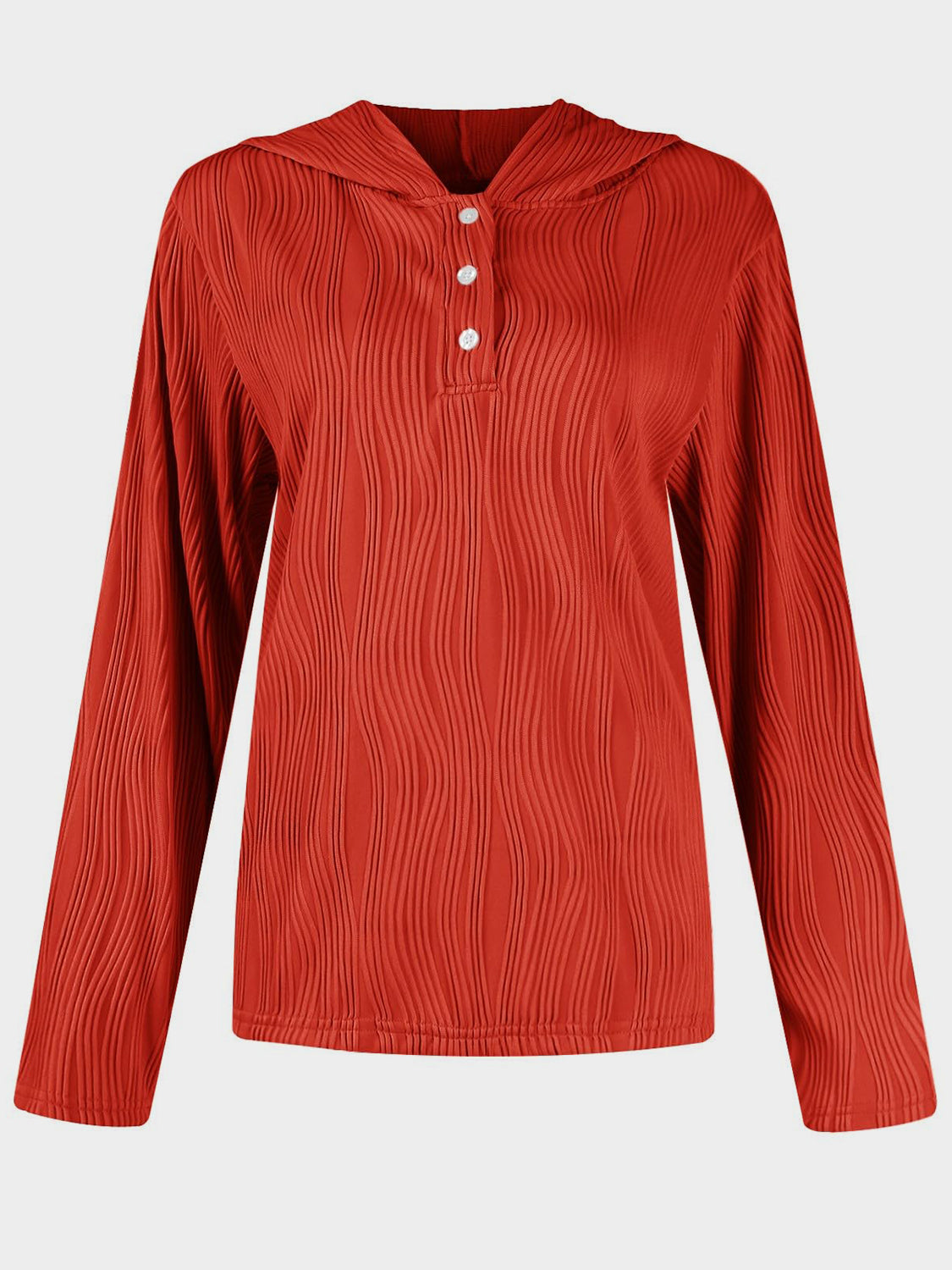 Textured Long Sleeve Hoodie - Charming Charlie