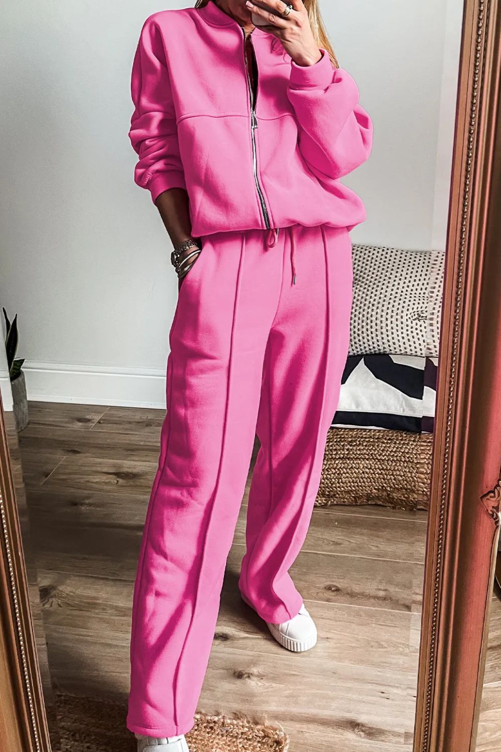 Zip Up Long Sleeve Top and Pants Set - Charming Charlie