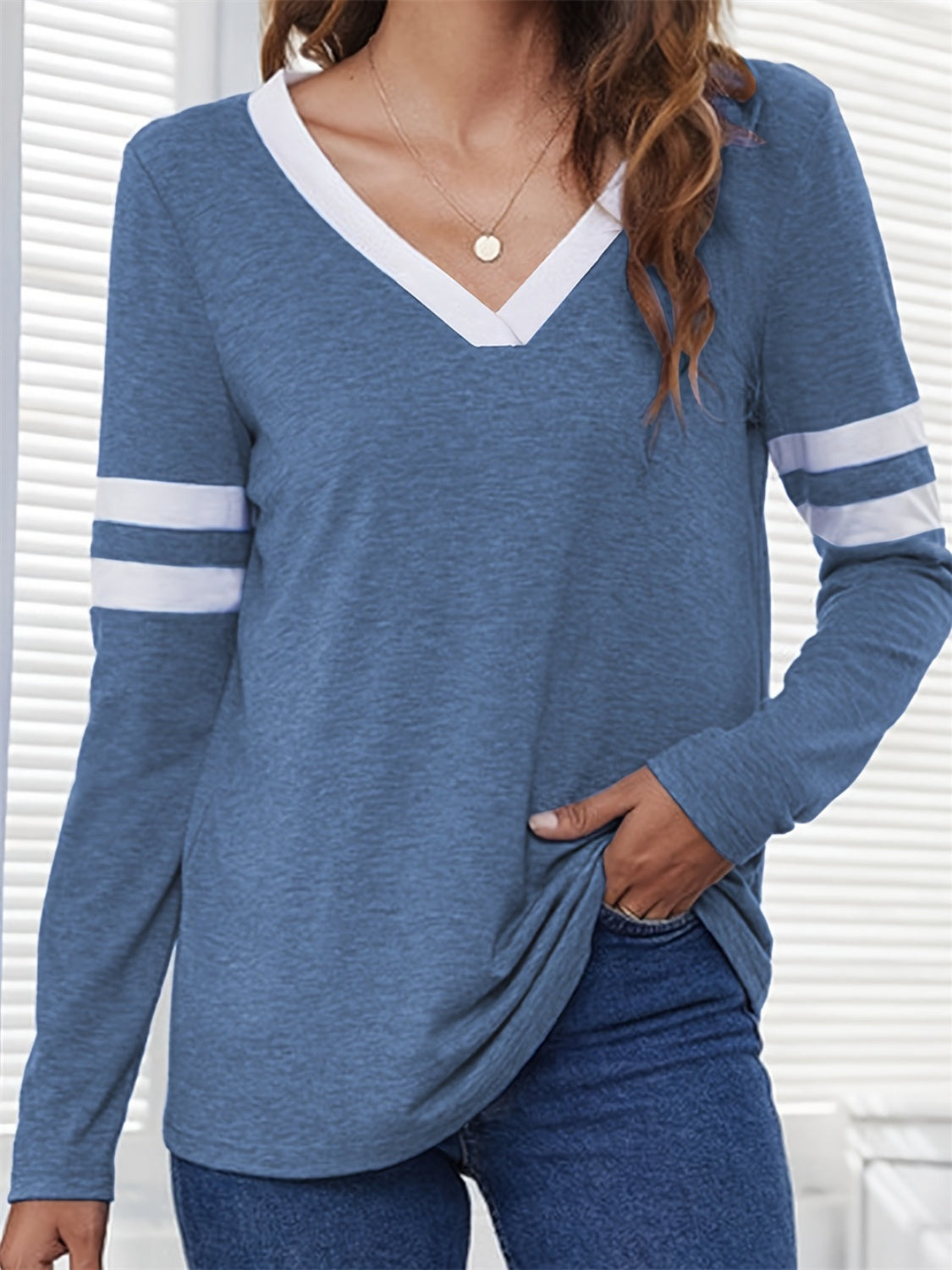 Heathered V-Neck Long Sleeve T-Shirt - Charming Charlie
