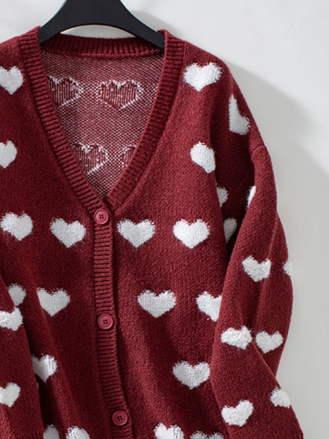 Heart V-Neck Button Up Long Sleeve Cardigan - Charming Charlie