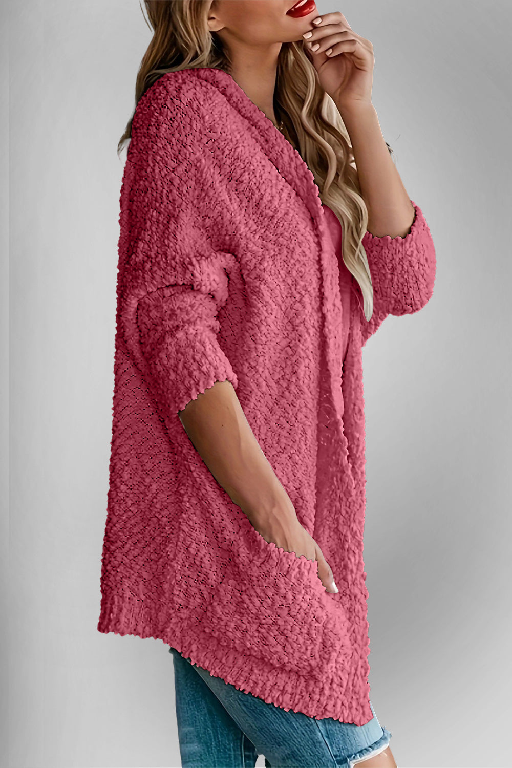 Double Take Pocketed Open Front Long Sleeve Cardigan - Charming Charlie