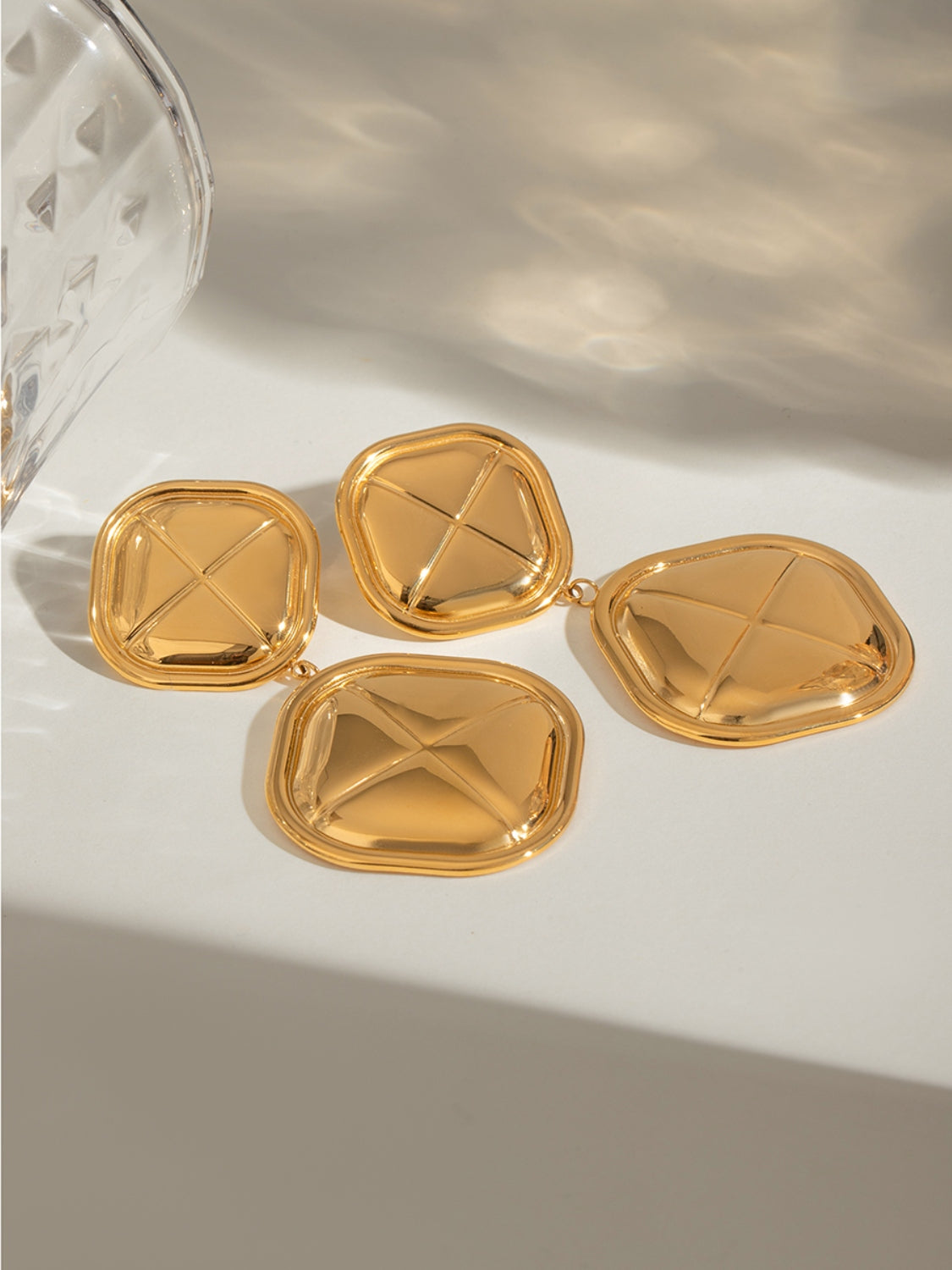 18K Gold-Plated Stainless Steel Square Earrings - Charming Charlie