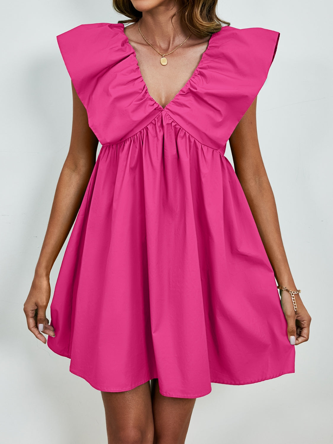 V-Neck Cap Sleeve Mini Dress - Charming Charlie