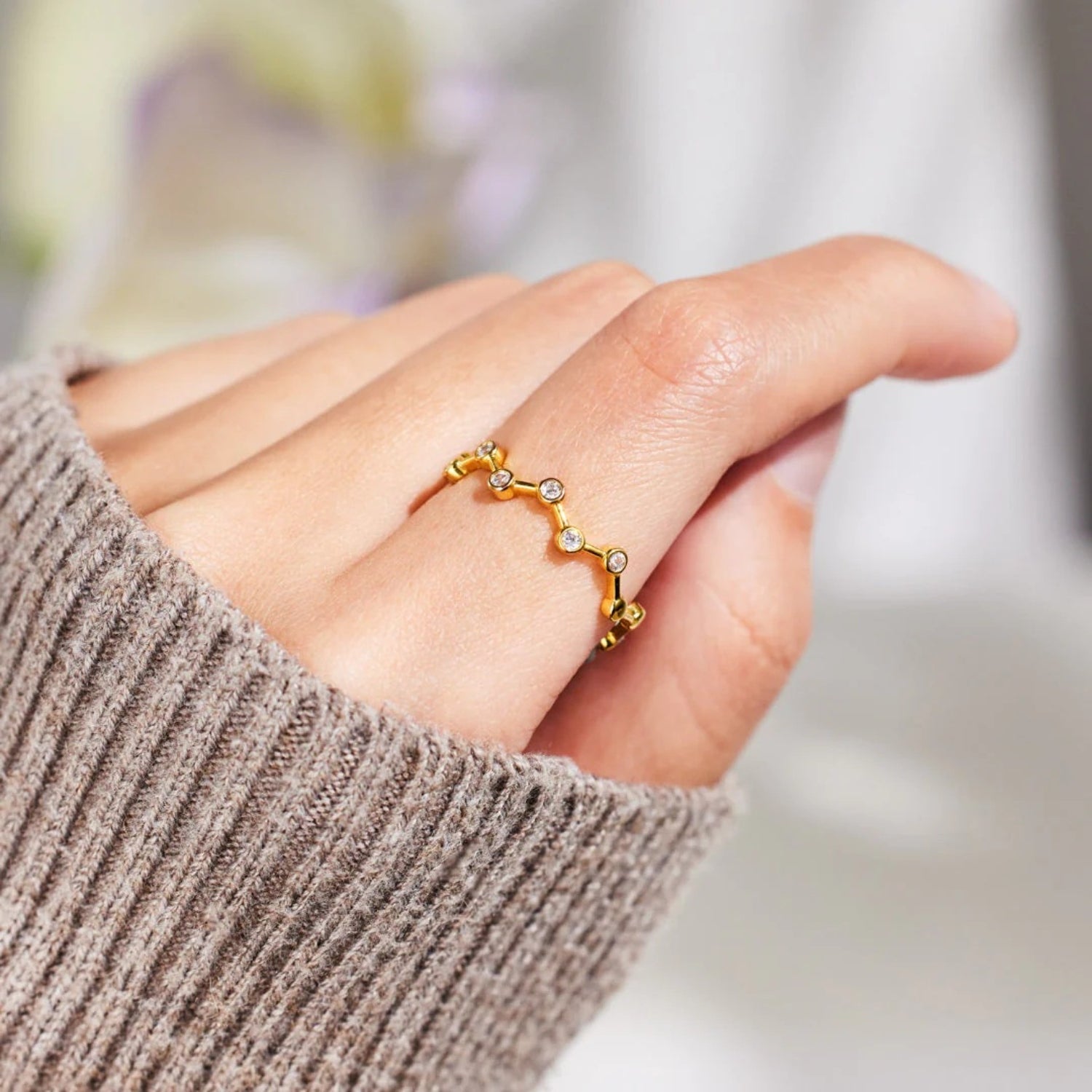 18K Gold-Plated 925 Sterling Silver Zircon Ring - Charming Charlie