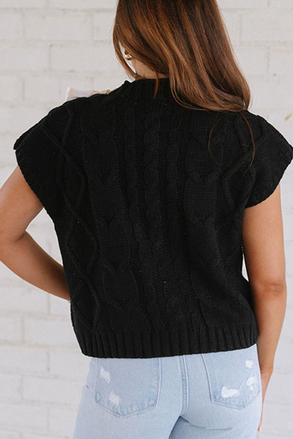 Lace-Up Mock Neck Short Sleeve Sweater - Charming Charlie