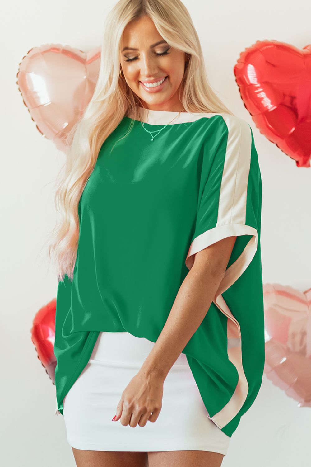 Boat Neck Half Sleeve Blouse - Charming Charlie