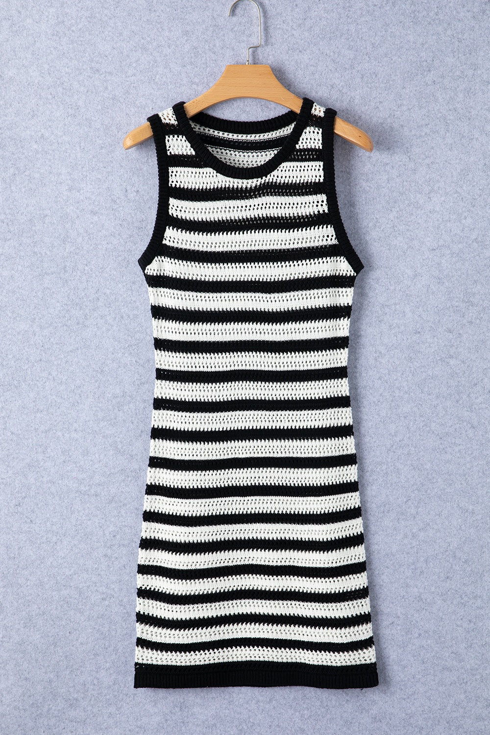 Openwork Striped Wide Strap Knit Dress - Charming Charlie