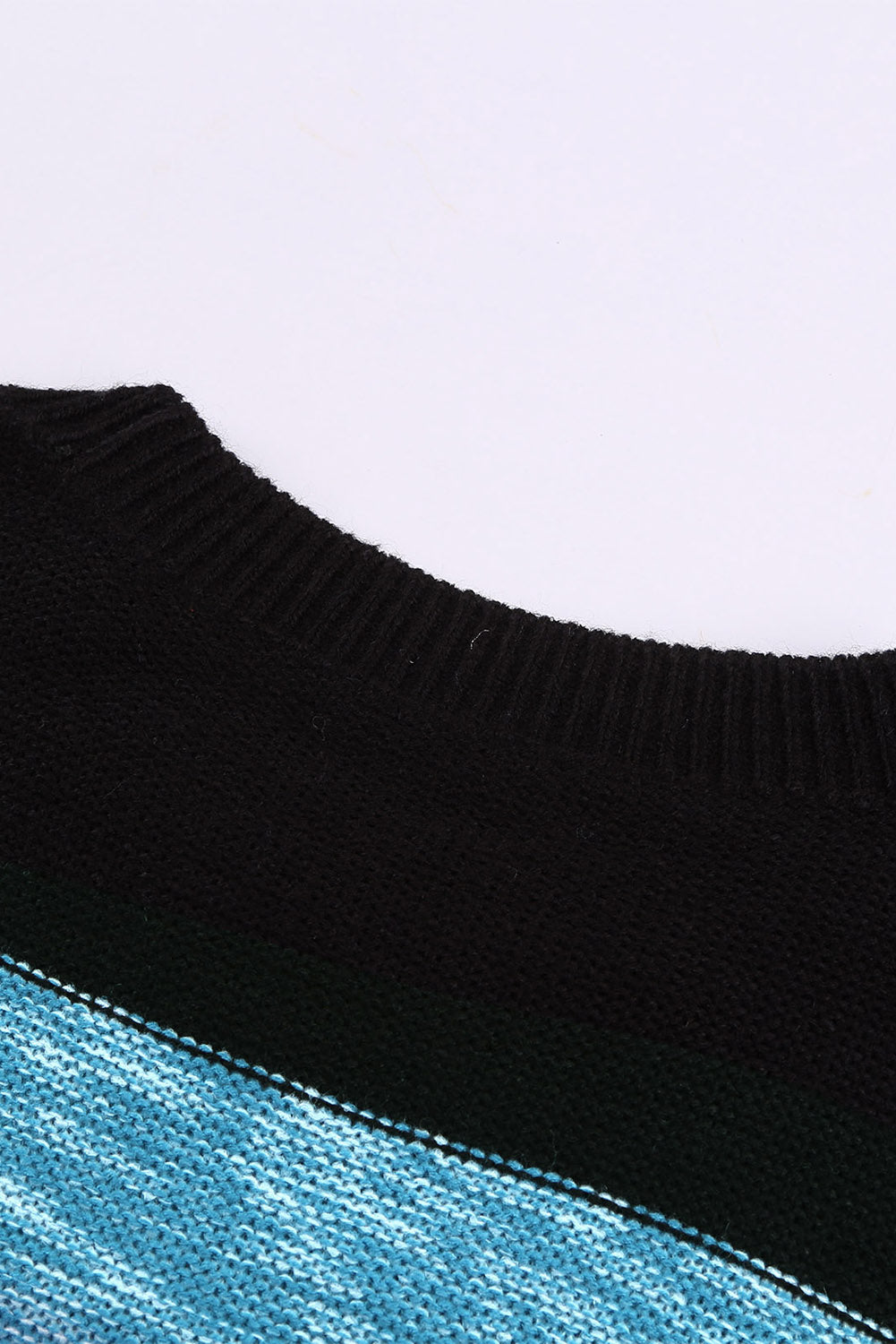 Contrast Striped Round Neck Drop Shoulder Sweater - Charming Charlie