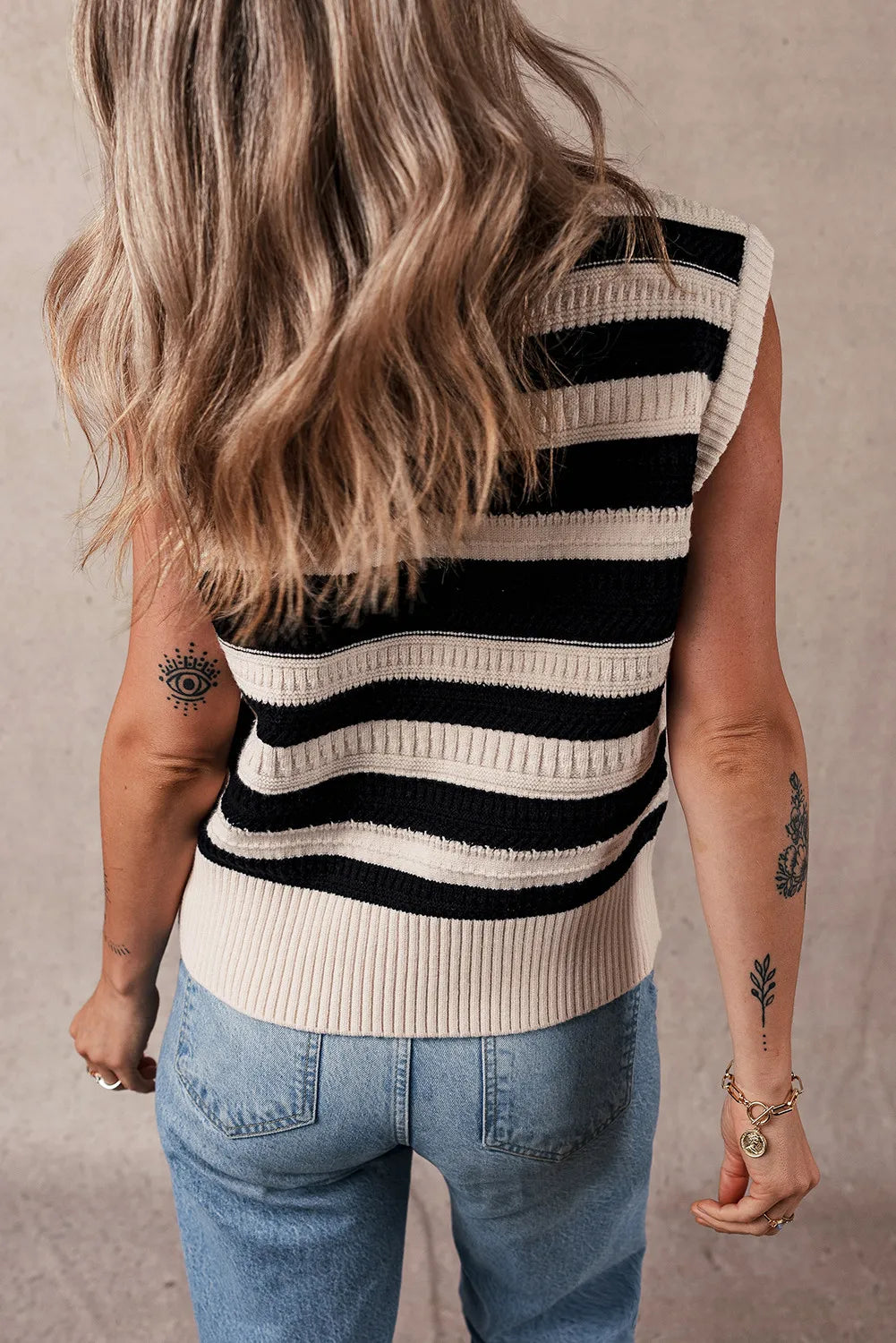 Color Block Round Neck Sweater Vest - Charming Charlie