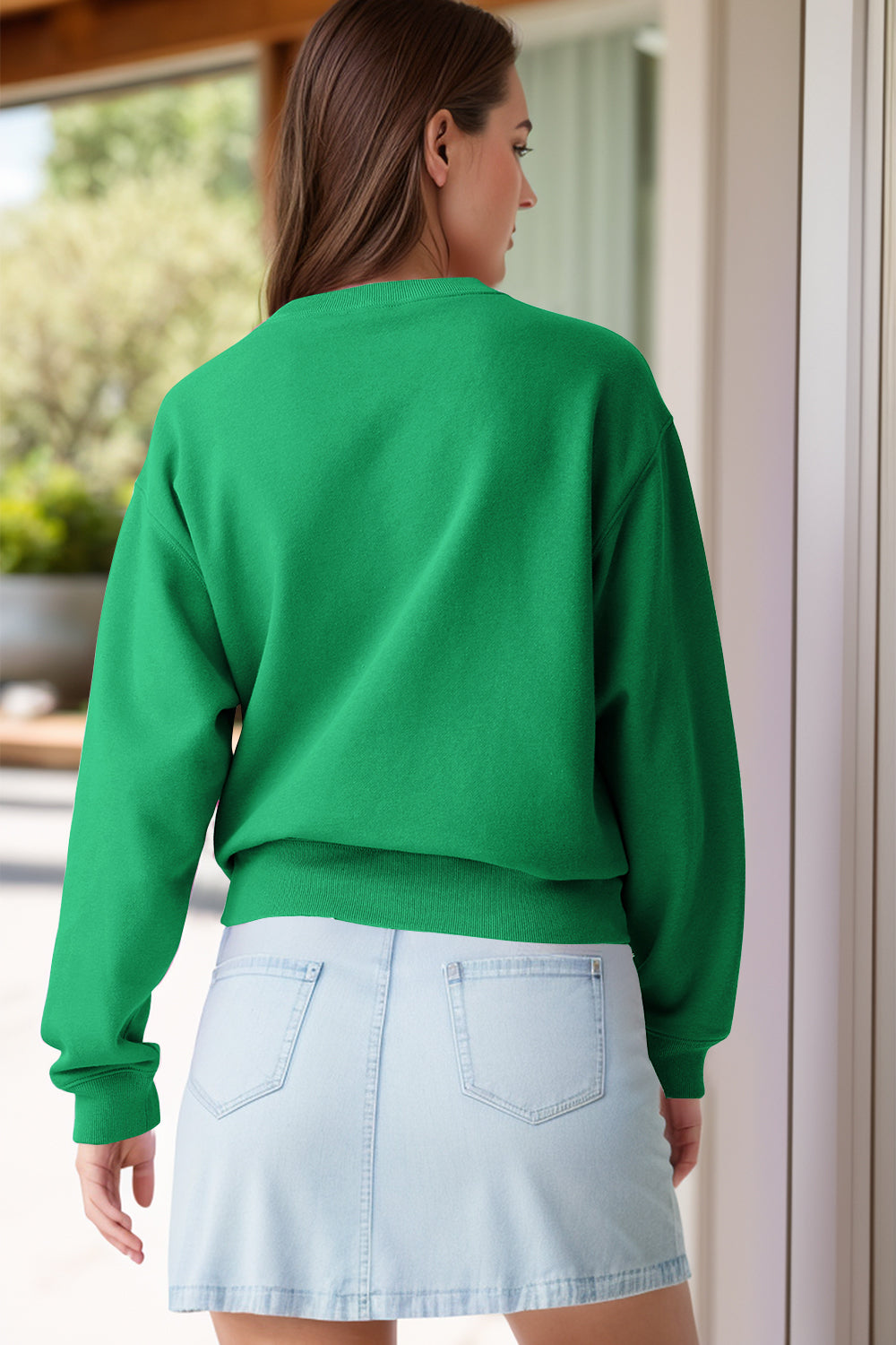 Round Neck Long Sleeve Sweatshirt - Charming Charlie