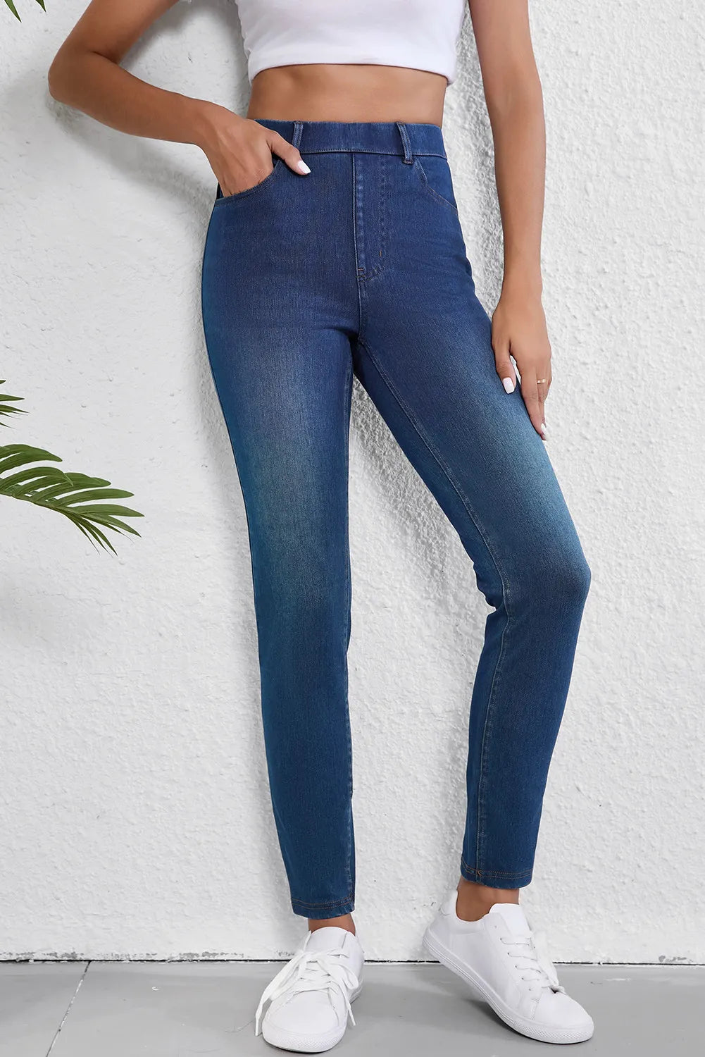 High Waist Skinny Jeans with Pockets - Charming Charlie