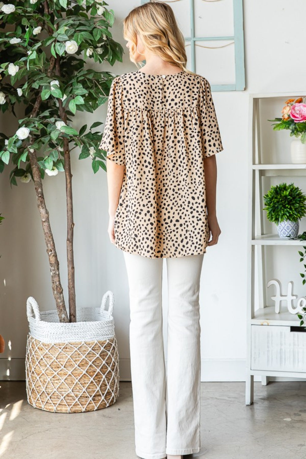 Heimish Full Size Animal Print Flutter Sleeve Blouse - Charming Charlie