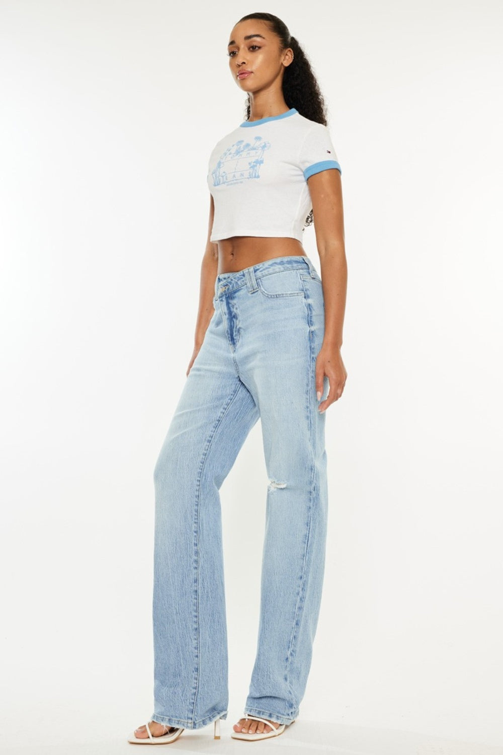 Kancan Distressed High Waist Straight Jeans - Charming Charlie